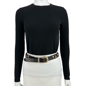 Versace Vintage Goldtone Hardware Black Leather Belt